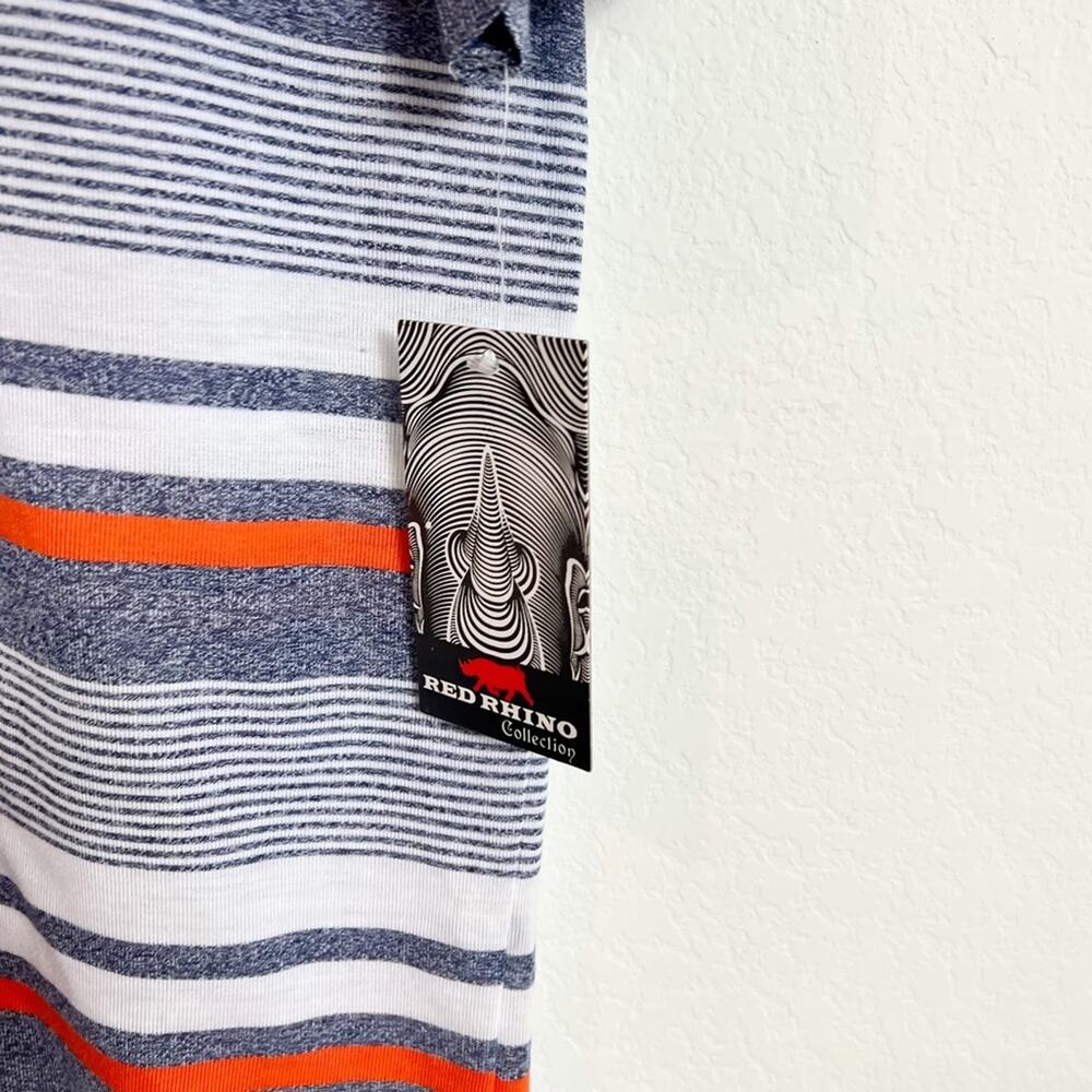 Red Rhino Blue Orange Stripes XL Short Sleeve Men Polo Shirt Brand New - Picture 2 of 7